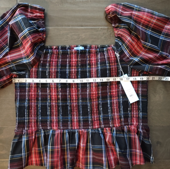 Draper James RSVP Plaid Smocked Peplum Top - Picture 12 of 14
